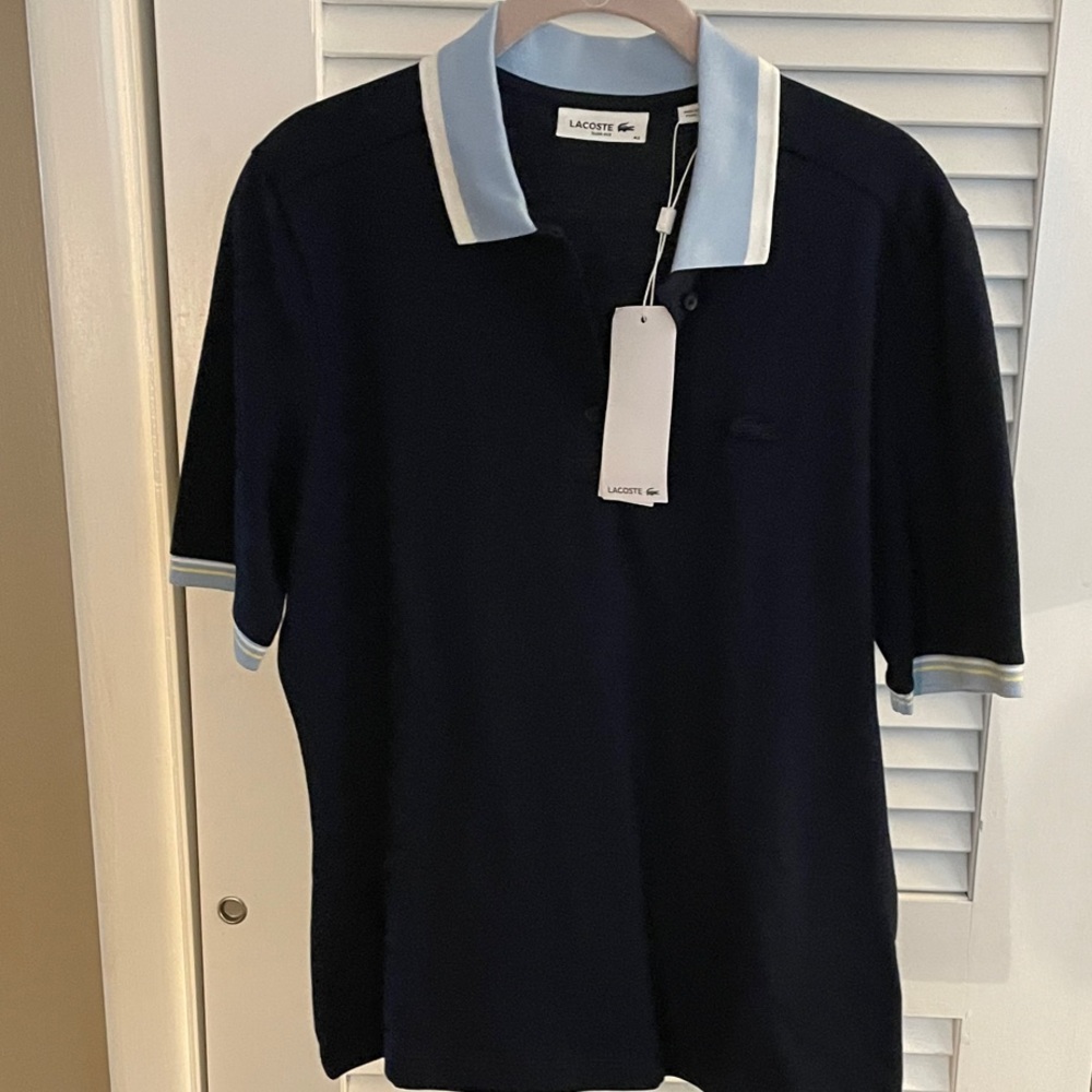 Lacoste Navy Polo with Light Blue Accents